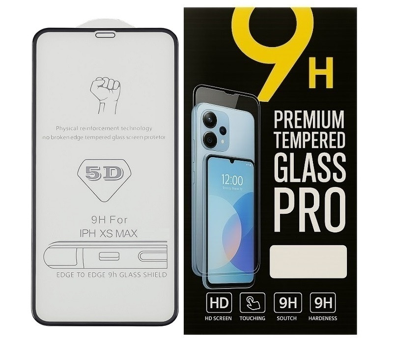 Захисне скло 5D для Apple iPhone XS Max з чорною рамкою