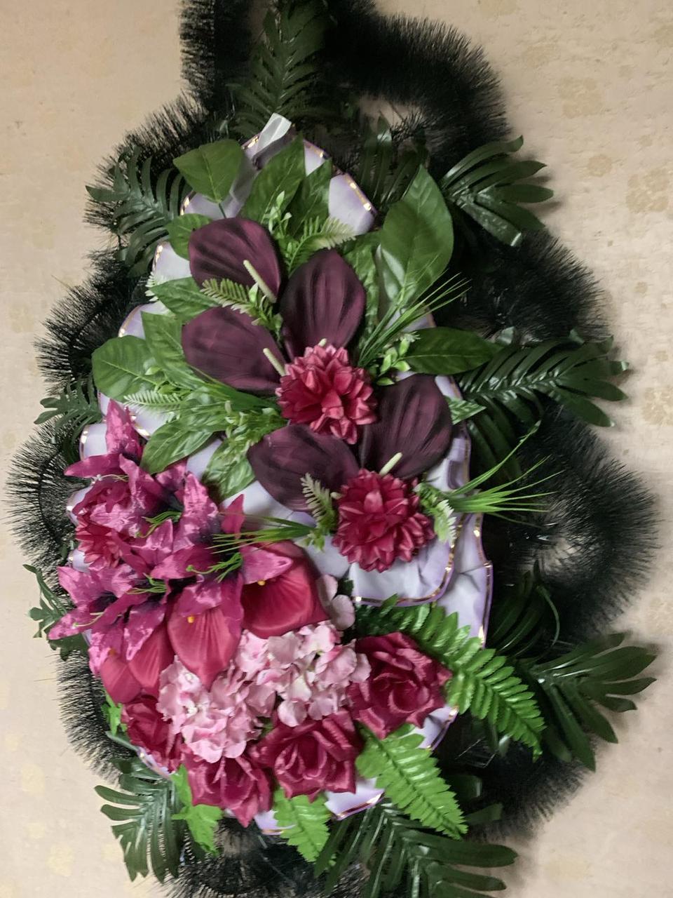 Вінок похоронний зі штучних квітів, 5 шт. Вінок похоронний Вінок похоронний 175*80 см, Похоронний вінок, фото 1