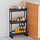 Полиця на колесах на 3 яруси (61×40×26 см), STORAGE RACK 3/ Полиця органайзер/Полиця етажерка, фото 7