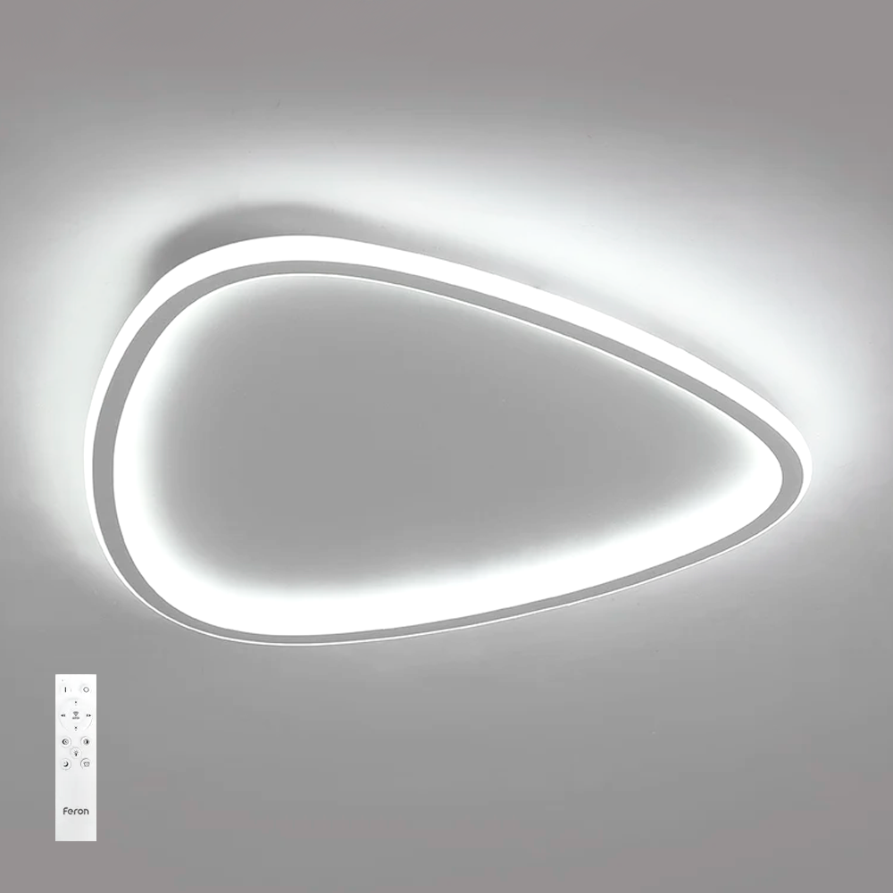 Люстра Feron AL6090 TRIANGLE 60W LED світлодіодна накладна треугольна 3000K-4000K-6500K з пультом ДУ 400х37мм 3840Lm