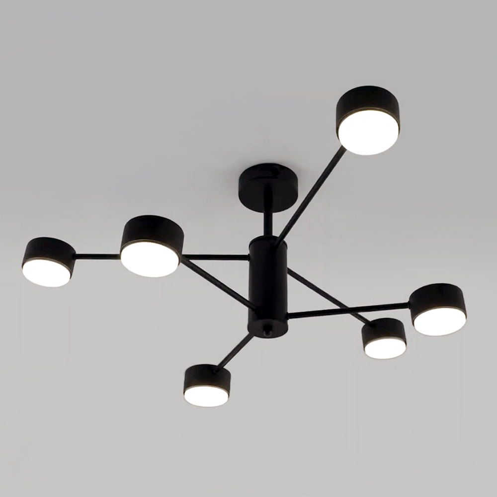Люстра RAY 6xGX53 BLACK (3+3) чорна на 6 ламп GX53 Luminaria 220V IP20 (стельовий світильник під змінні LED лампи) 780x300мм