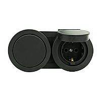 Вимикач 1-клавішний + Розетка із заземленням із кришкою антрацит xOne