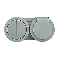 Вимикач 2-клавішний + Розетка із заземленням із кришкою сірий xOne