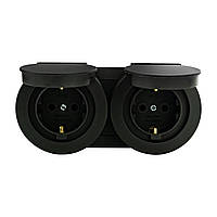 Розетка 2 із заземленням із накладною кришкою антрацит xOne