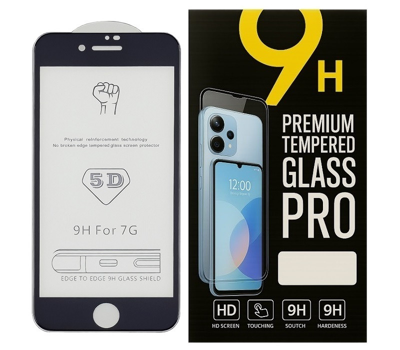 Захисне скло 5D для Apple iPhone 7 з чорною рамкою