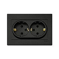 Розетка 2-я із заземленням чорний KARELL