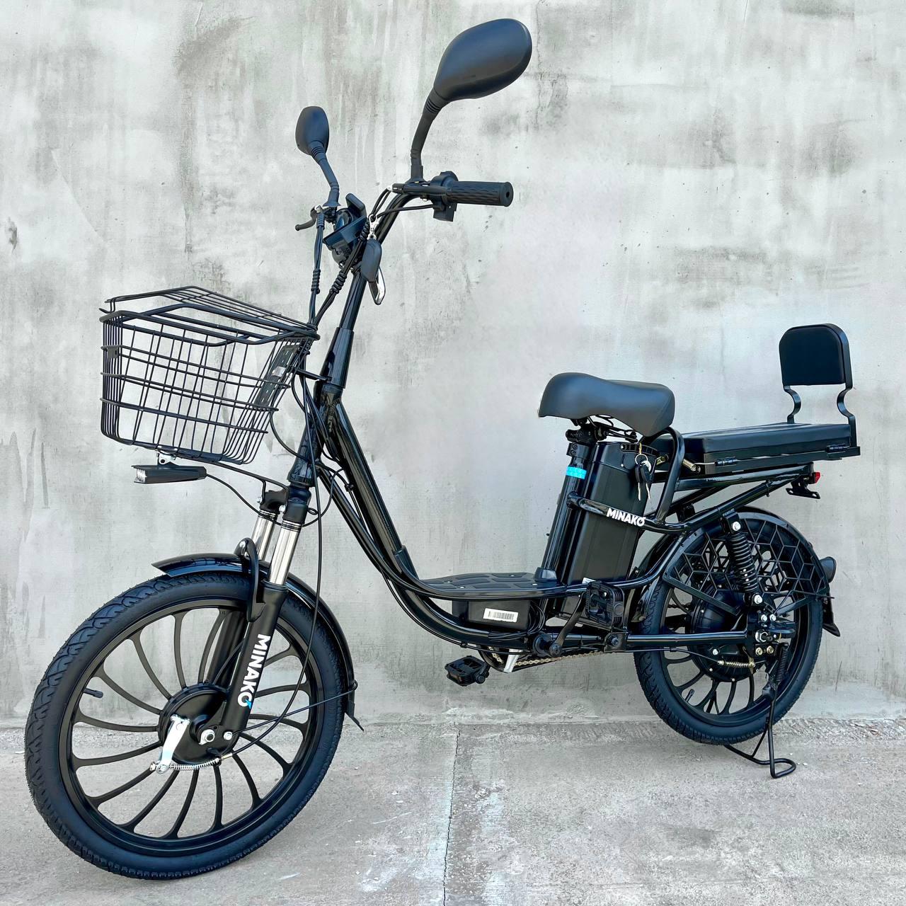 Електровелосипед MINAKO PRO 20" 800W 60V 21Ah з АМОРТИЗАТОРОМ | чорний | з розкладним сидінням-багажником