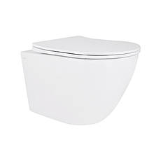 Унітаз підвісний Qtap Robin Mew безобідковий з сидінням Soft-close QT13332381АSW