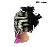 Утеплена шапка "Зебра" для дівчинки. 48-52 см, фото 4