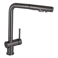 Змішувач для кухні Qtap Rozcesti з висувним виливом з підключенням для питної води QTROZ367GMB45942 Gunmetal