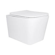 Унітаз підвісний Qtap Tern Ultra Quiet безобідковий з сидінням Soft-close WHITE QT17332303AW
