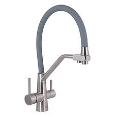 Змішувач для кухні Lidz Aria 020F3 з гнучким виливом з підключенням для питної води (k35) LDARI020F3GNK39211