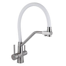 Змішувач для кухні Lidz Aria 020F3 з гнучким виливом з підключенням для питної води (k35) LDARI020F3WNK39480