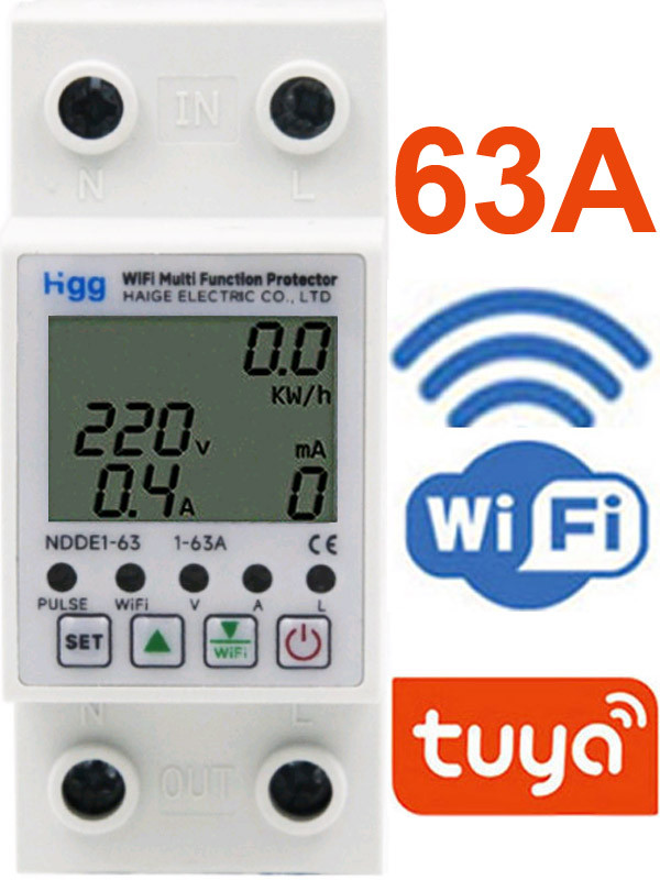 Розумний лічильник електроенергії Tuya WIFI + бар'єр від підвищеної, зниженої напруги, реле захисту від, фото 1
