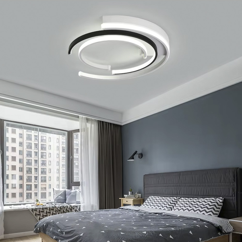 Сучасний LED-світильник у чорно-білому корпусі Ø 50 см | Line F | Арт. MJ 41-500