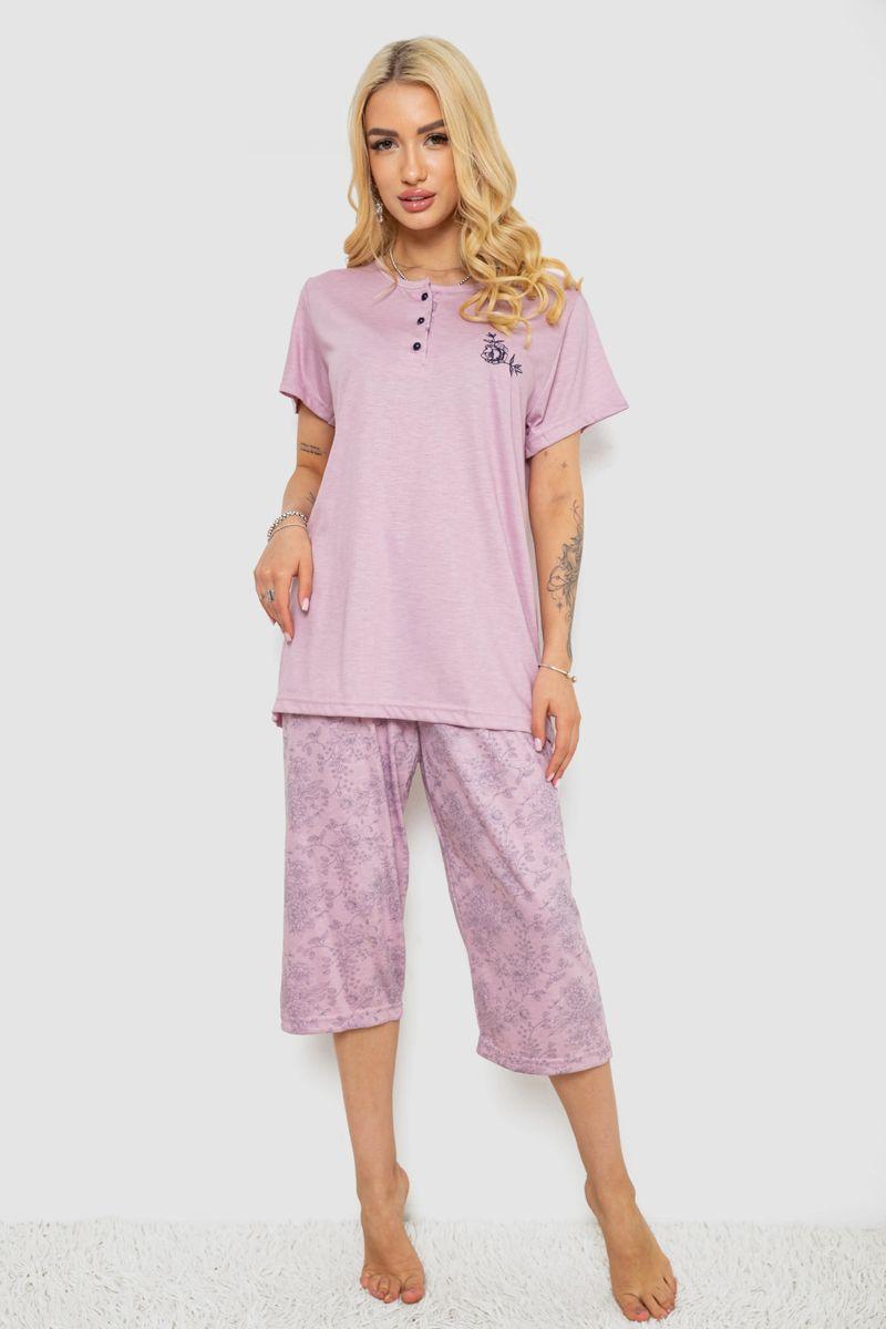 Піжама жіноча з принтом, колір бузковий, 243R6811, фото 1