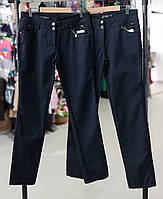 Подростковые темно-синие школьные брюки для девочки на 13-15 л, детские однотонные трикотажные зауженные штаны