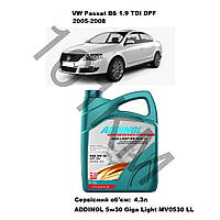 Комплект оливи в двигун VW Passat B6 1.9 TDI DPF (2005-2008) Addinol