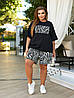 48-60 Жіночий літній трикотажний костюм футболка з шортами, фото 6
