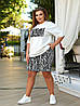 48-60 Жіночий літній трикотажний костюм футболка з шортами, фото 9