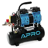 Компресор двоциліндровий безоливний Apro OFE-9 0,6 кВт 152 л/хв 8бар 9 л (черв + штуцер) (850170), фото 3