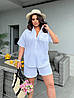 48-60 Літній лляний жіночий костюм сорочка з шортами, фото 10