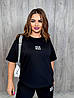48-60 Жіночий спортивний костюм футболка з укороченими штанами трикотаж пеньє, фото 6