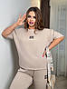 48-60 Жіночий спортивний костюм футболка з укороченими штанами трикотаж пеньє, фото 5