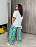 48-60 Жіночий літній повсякденний костюм футболка зі строкатими штанами, фото 9