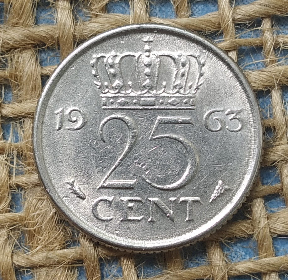 25 центiв 1963 року. Нiдерланди, фото 1