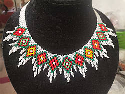 Оригінальне кольє з бісеру ручної роботи | Етнічна прикраса з квітковим візерунком