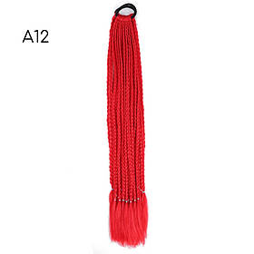 Хвіст на резинці накладна з косами 12 шт однотонні червоний колір. Канекалон А12