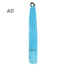 Хвіст на резинці накладна з косами 12 шт однотонні  колір - блакитний. Канекалон А31