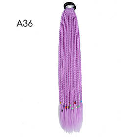 Хвіст на резинці накладна з косами 12 шт однотонні  колір - бузковий. Канекалон А36