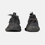 Женские кроссовки Adidas Yeezy 350 Black Рефлективні шнурки, фото 2