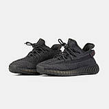 Женские кроссовки Adidas Yeezy 350 Black Рефлективні шнурки, фото 5