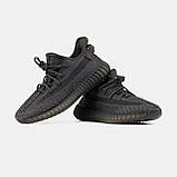 Женские кроссовки Adidas Yeezy 350 Black Рефлективні шнурки, фото 7