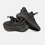 Женские кроссовки Adidas Yeezy 350 Black Рефлективні шнурки, фото 8