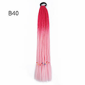 Хвіст на резинці накладна з косами 12 шт омбре  кольори - малиновий, рожевий. Канекалон В40