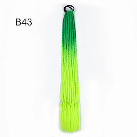 Хвіст на резинці накладна з косами 12 шт омбре  кольори - зелений, лимонний. Канекалон В43