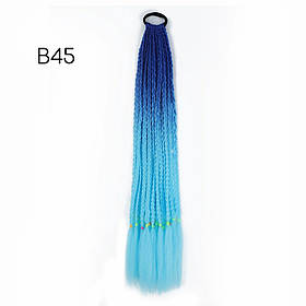Хвіст на резинці накладна з косами 12 шт омбре  кольори - синій, блакитний. Канекалон В45