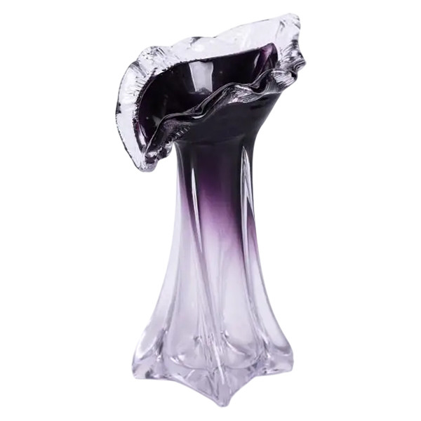 Ваза для квітів Lugi 22 см фіолетова декоративна 200 мл, скляна посудина для букета прозоро-фіолетове скло декор, фото 1