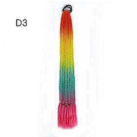 Хвіст на резинці накладна з косами 12 шт омбре  кольори - різнокольоровий. Канекалон D3