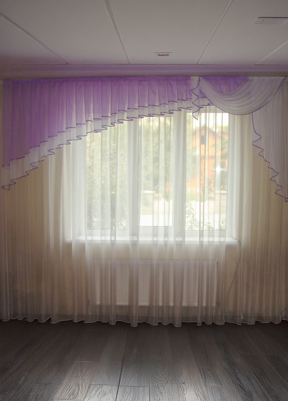 Ламбрекен Firanka Асиметрія карниз 250см фіолетовий з білим (20_8_2,5м), фото 1