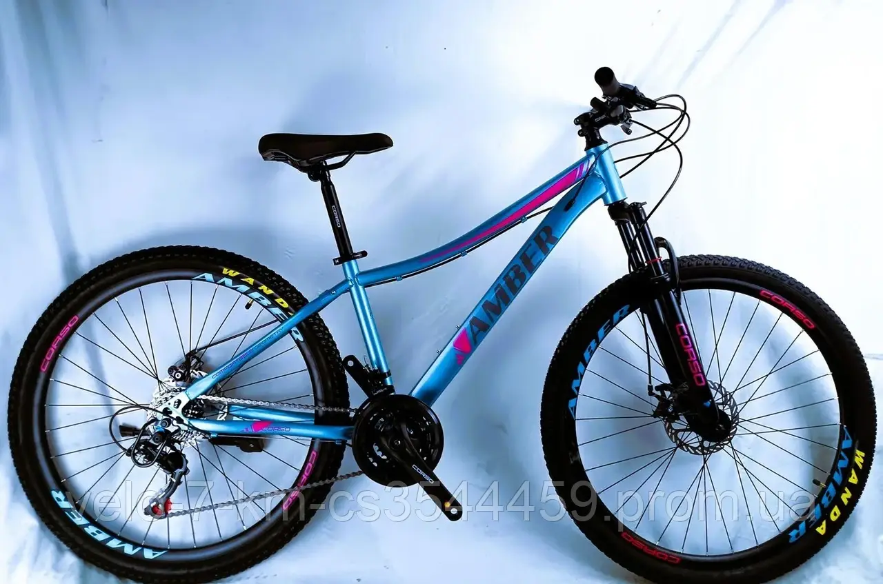 Велосипед Спортивний Corso 27.5" дюймів «Amber» стальна рама 15’’, обладнання Shimano 21 швидкість, в коробці