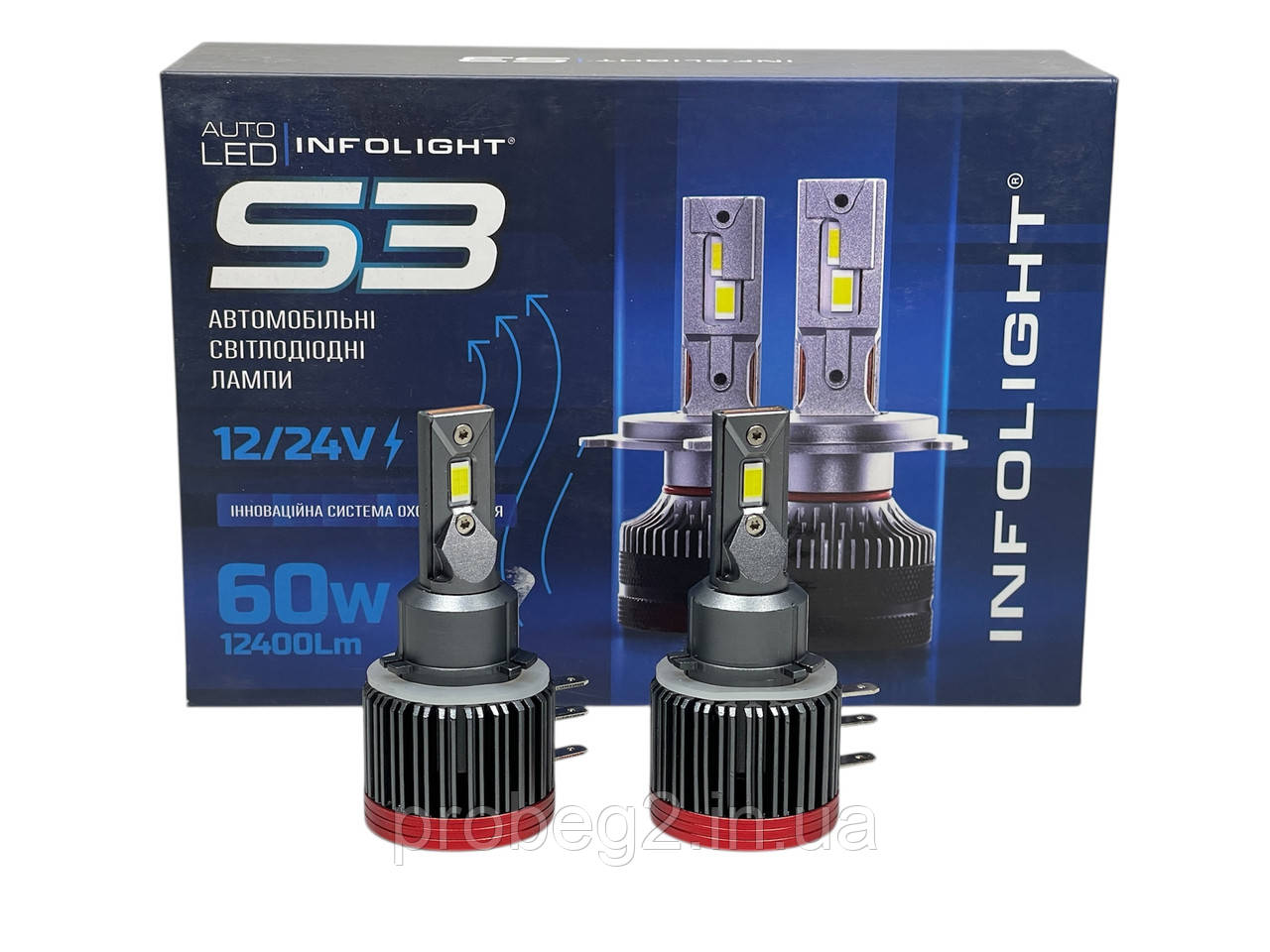 Led-лампи світлодіодні Infolight H15 S3 12v 60 w 12400 lm 6000 k комплект