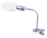 Лупа настільна MG4B-4A гнучка з прищіпкою, з LED-підсвіткою, 2.5X діаметр 107 мм, 6X діаметр 24 мм, фото 3