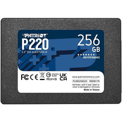 SSD - накопичувач PATRIOT P220 256Gb 2.5 SATA 3, фото 1
