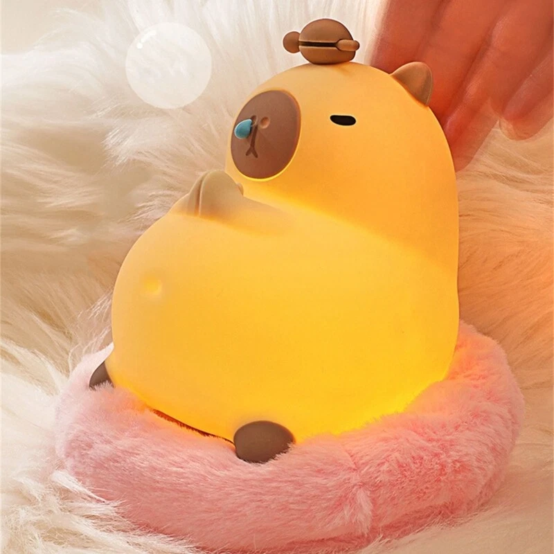 Милий дитячий нічник світильник Капібара для ліжечка М'яка лампа антистрес Іграшка тягучка 3 режими Type-C, фото 1