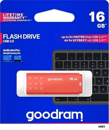 Флешка USB GOODRAM UME3 16GB Orange (UME3-0160O0R11), фото 1